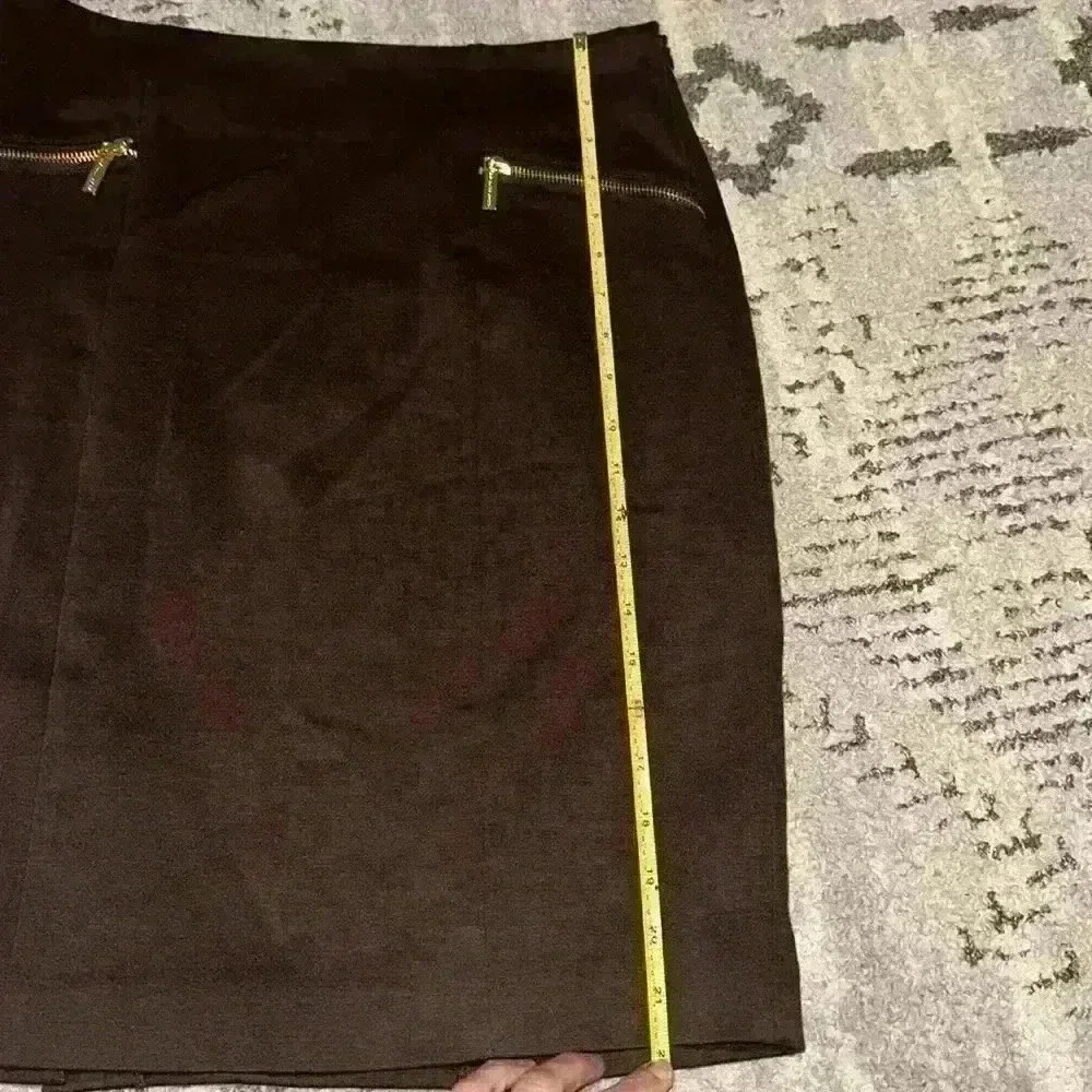 Michael Kors Skirt Dark Brown Gold Zipper size‎ 8